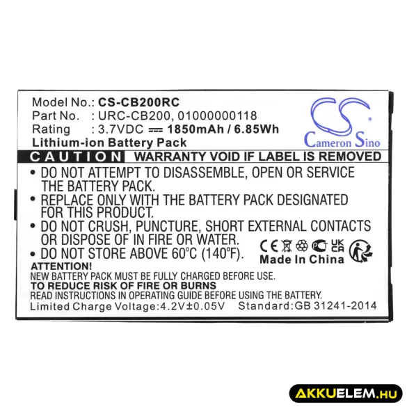 Utángyártott Sonos Távirányító Li-ion akkumulátor 3.7V 1850mAh URC-CB200, 1000000118 URC-CB200, 1000000118 - CameronSino