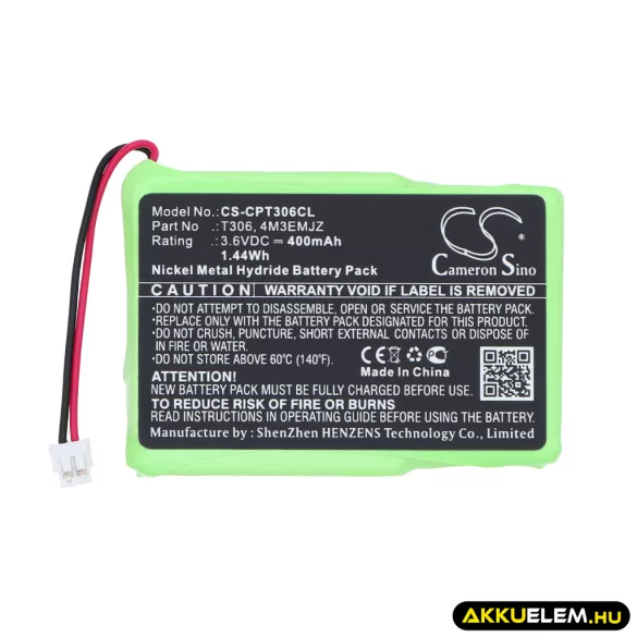 Utángyártott GP Vezeték nélküli telefon Ni-MH akkumulátor 3.6V 400mAh T306, 4M3EMJZ, F6M3EMX T306, 4M3EMJZ - CameronSino