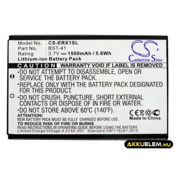 Utángyártott Sony Ericsson mobil Li-ion akkumulátor 3.7V 1500mAh BST-41 BST-41 - CameronSino