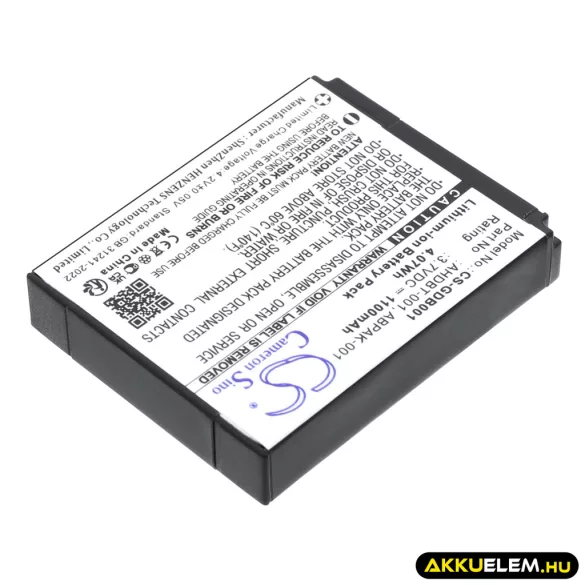 Utángyártott GoPro Kamera Li-ion akkumulátor 3.7V 1100mAh AHDBT-001, ABPAK-001, AHDBT-002 AHDBT-001, ABPAK-001 - CameronSino