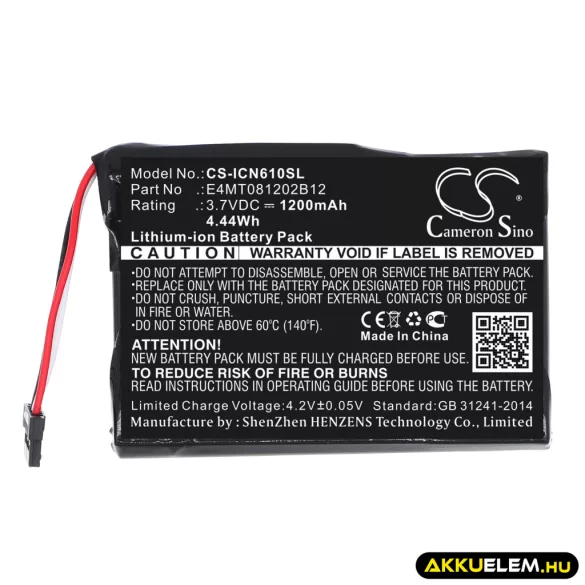 Utángyártott Navman GPS Li-ion akkumulátor 3.7V 1200mAh E4MT081202B12 - CameronSino