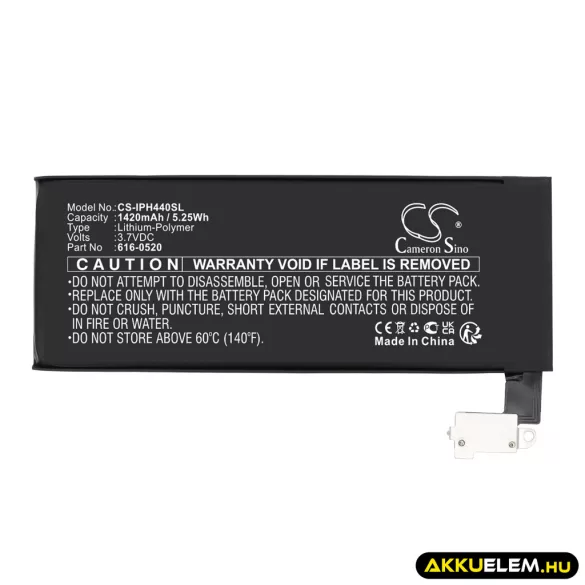 Utángyártott Apple mobil Li-Polymer akkumulátor 3.7V 1420mAh 616-0520, 616-0521 - CameronSino