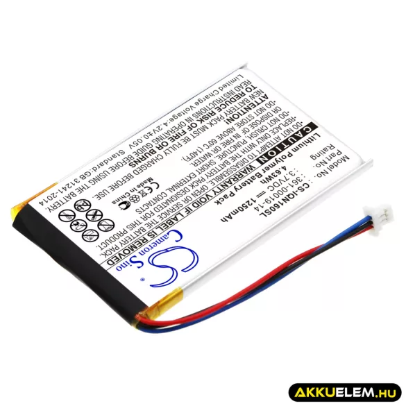 Utángyártott Garmin GPS Li-Polymer akkumulátor 3.7V 1250mAh 361-00019-14 - CameronSino