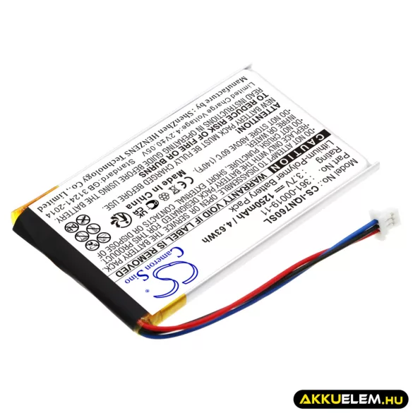 Utángyártott Garmin GPS Li-Polymer akkumulátor 3.7V 1250mAh 361-00019-11, 361-00019-40 - CameronSino