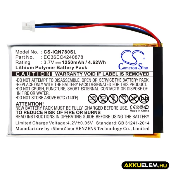 Utángyártott Garmin GPS Li-Polymer akkumulátor 3.7V 1250mAh EC36EC4240878 - CameronSino