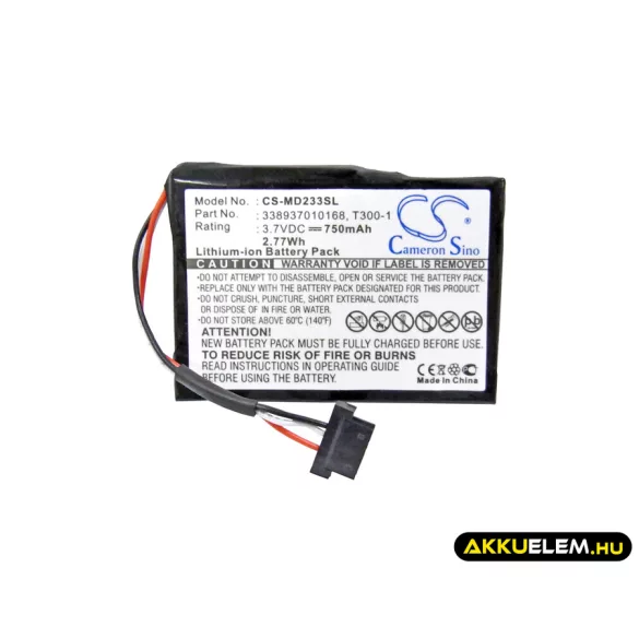 Utángyártott Medion GPS Li-ion akkumulátor 3.7V 750mAh 338937010168, T300-1 - CameronSino