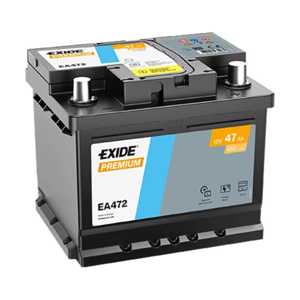 47Ah EXIDE Premium EA472 autó akkumulátor JOBB+