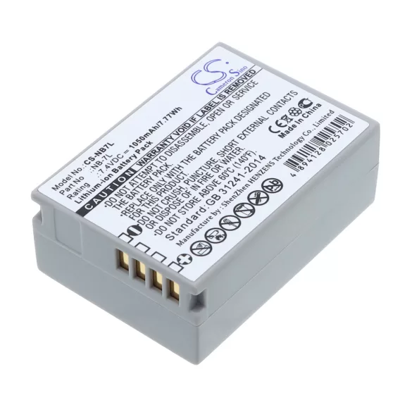 Utángyártott Canon Kamera Li-ion akkumulátor 7.4V 1050mAh NB-7L - CameronSino