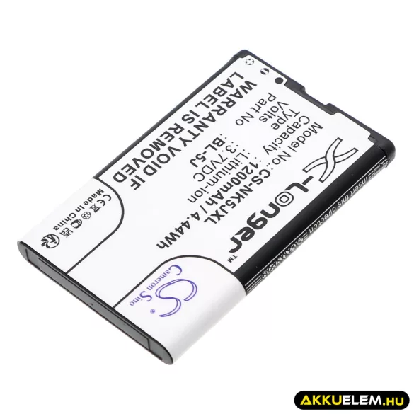 Utángyártott Nokia mobil Li-ion akkumulátor 3.7V 1200mAh BL-5J - CameronSino