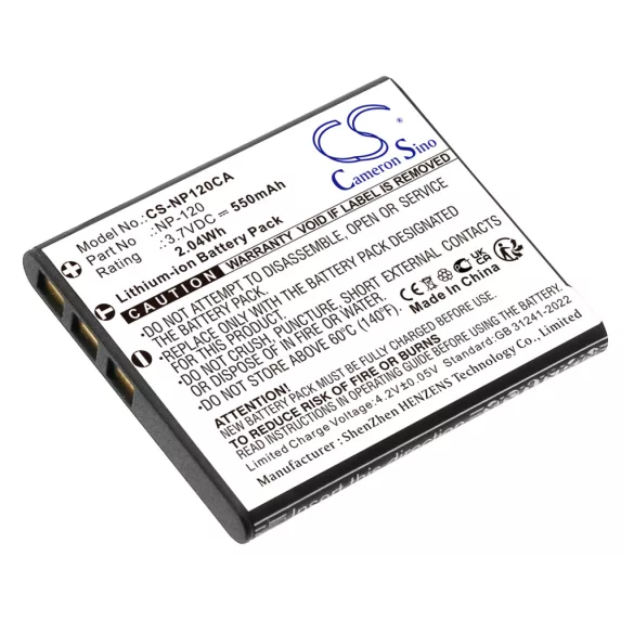 Utángyártott Casio Kamera Li-ion akkumulátor 3.7V 550mAh NP-120, NP-120DBA - CameronSino
