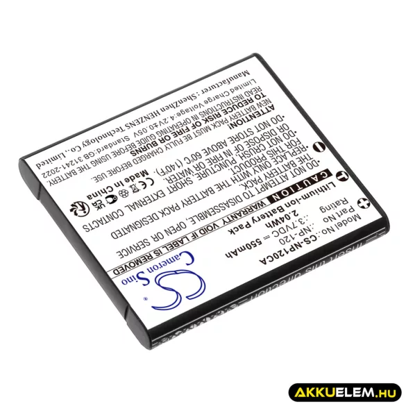 Utángyártott Casio Kamera Li-ion akkumulátor 3.7V 550mAh NP-120, NP-120DBA - CameronSino