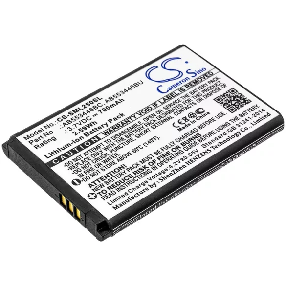 Utángyártott Samsung mobil Li-ion akkumulátor 3.7V 700mAh AB553446BC, AB553446BU - CameronSino