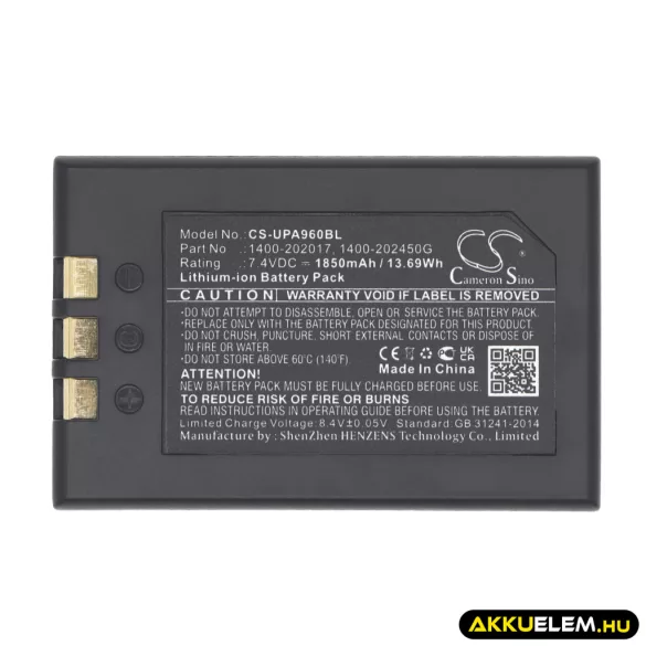 Utángyártott Unitech Vonalkód szkenner Li-ion akkumulátor 7.4V 1850mAh 1400-202017, 1400-202450G - CameronSino