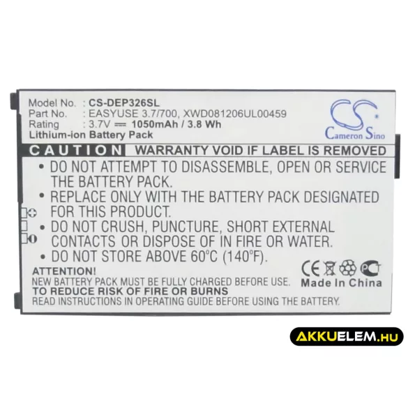 Utángyártott Doro mobil Li-ion akkumulátor 3.7V 1050mAh EASYUSE 3.7/700, XWD081206UL00459 - CameronSino