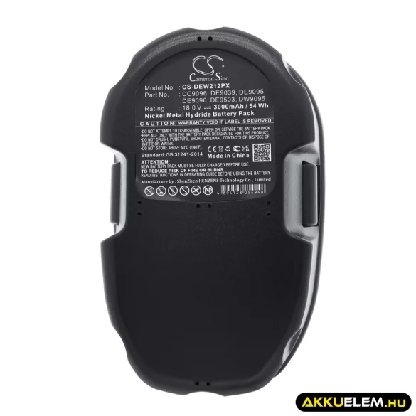 Utángyártott DeWalt szerszámgép Ni-MH akkumulátor 18V 3000mAh DC9096, DE9039 Nem alkalmas DC920KA, DC988, DC988KA, DC988KB, DC988VA, DC925, DC925KA, DC925KB, DC925VA - CameronSino