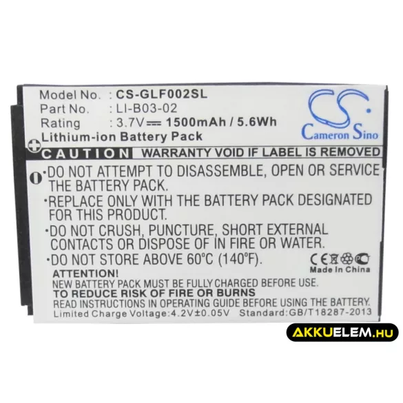 Utángyártott Golf Buddy GPS Li-ion akkumulátor 3.7V 1500mAh LI-B03-02 - CameronSino