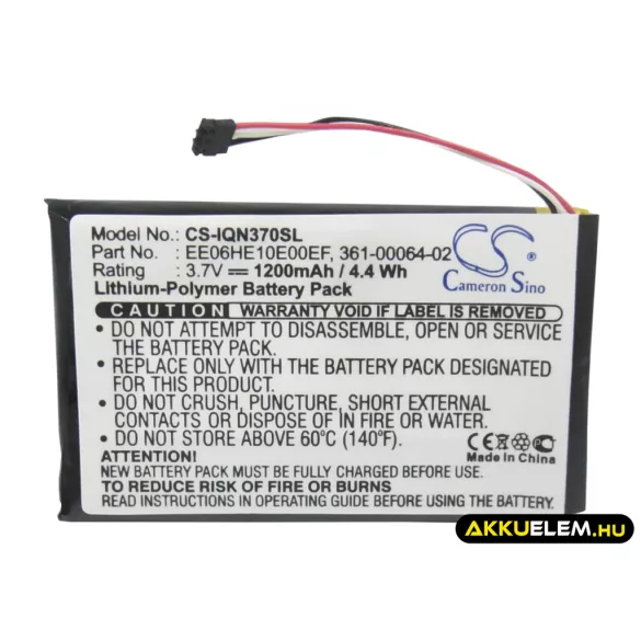 Utángyártott Garmin GPS Li-Polymer akkumulátor 3.7V 1200mAh 361-00064-02, EE06HE10E00EF - CameronSino