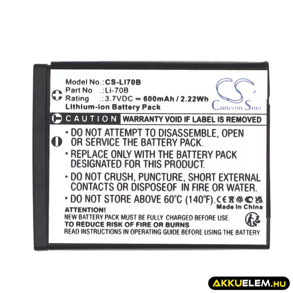 Utángyártott Olympus Kamera Li-ion akkumulátor 3.7V 600mAh Li-70B - CameronSino