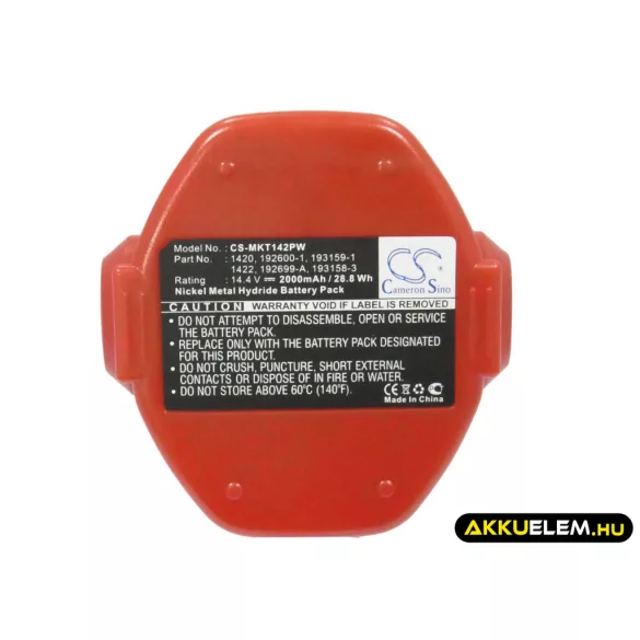 Utángyártott Makita szerszámgép Ni-MH akkumulátor 14.4V 2000mAh 1420, 1422 - CameronSino