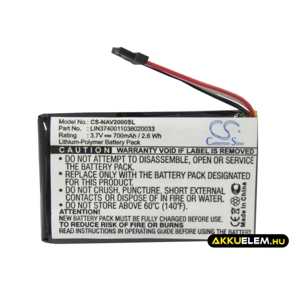 Utángyártott Navigon GPS Li-Polymer akkumulátor 3.7V 700mAh LIN3740011038020033 - CameronSino
