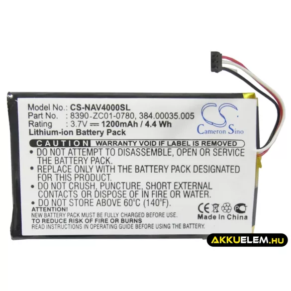 Utángyártott Navigon GPS Li-Polymer akkumulátor 3.7V 1200mAh 8390-ZC01-0780, 384.00035.005 - CameronSino