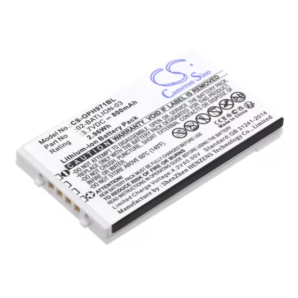 Utángyártott Opticon Vonalkód szkenner Li-ion akkumulátor 3.7V 800mAh 02-BATLION-03, 11267 - CameronSino
