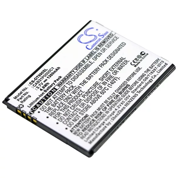 Utángyártott TCL mobil Li-ion akkumulátor 3.7V 1300mAh CAB31P0000C1, CAB31P0001C1 - CameronSino
