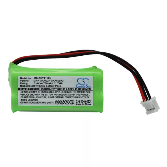 Utángyártott Philips Vezeték nélküli telefon Ni-MH akkumulátor 2.4V 700mAh 2HR-AAAU, H-AAA600X2 - CameronSino