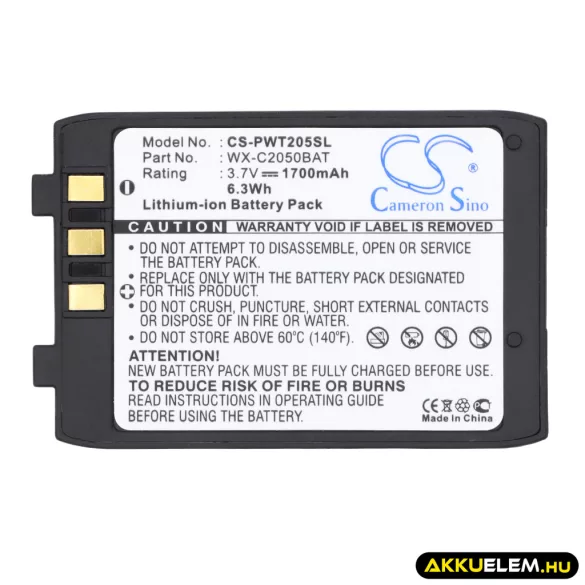Utángyártott Panasonic Vezeték nélküli fejhallgató Li-ion akkumulátor 3.7V 1700mAh WX-C2050BAT, 2050BAT - CameronSino