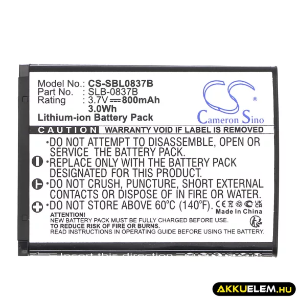 Utángyártott Samsung Kamera Li-ion akkumulátor 3.7V 800mAh SLB-0837B, SLB-0837(B) - CameronSino