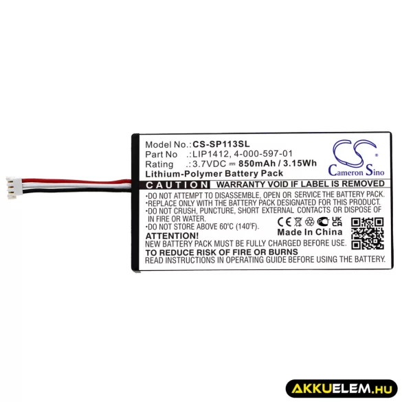 Utángyártott Sony Játékkonzol Li-Polymer akkumulátor 3.7V 850mAh LIP1412, 4-000-597-01 - CameronSino