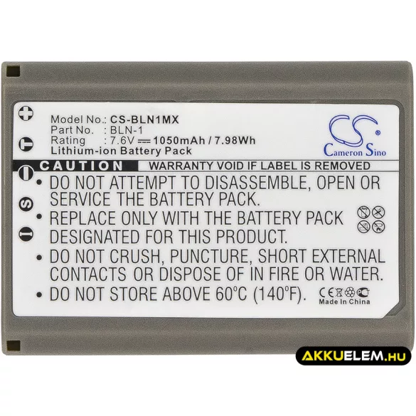 Utángyártott Olympus Kamera Li-ion akkumulátor 7.6V 1050mAh BLN-1 - CameronSino