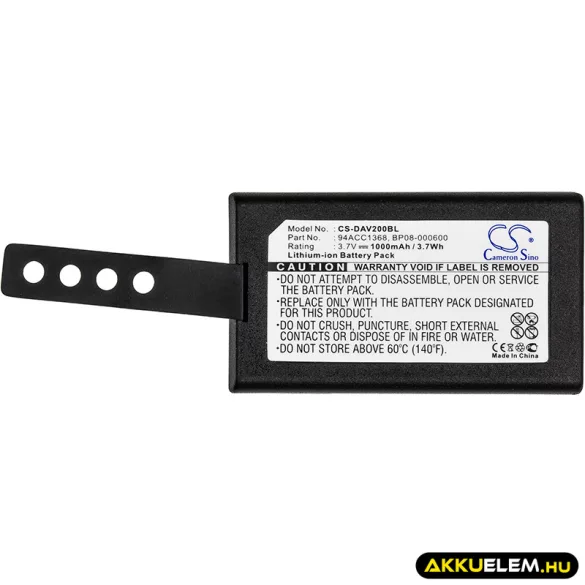 Utángyártott Datalogic Vonalkód szkenner Li-ion akkumulátor 3.7V 1000mAh 64ACC1368, 94ACC1367 - CameronSino