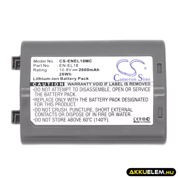 Utángyártott NiKon Kamera Li-ion akkumulátor 10.8V 2600mAh EN-EL18, EN-EL18a - CameronSino