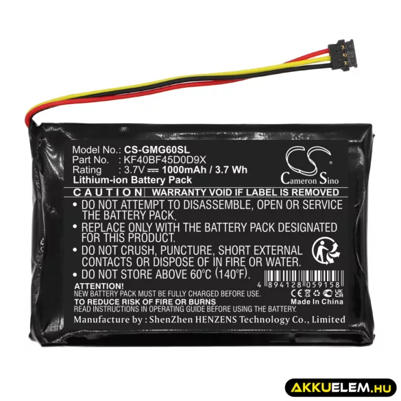 Utángyártott Garmin GPS Li-ion akkumulátor 3.7V 1000mAh KF40BF45D0D9X - CameronSino