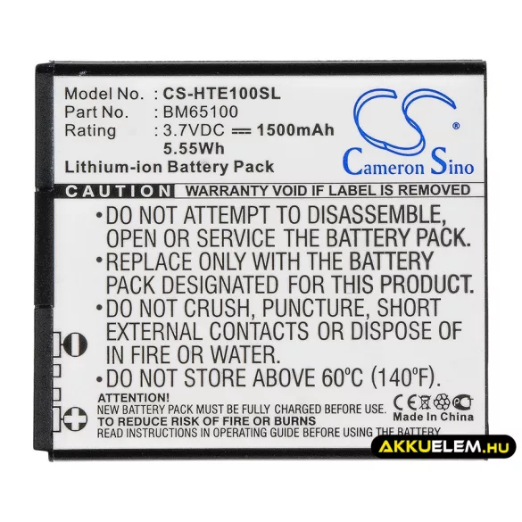 Utángyártott HTC mobil Li-ion akkumulátor 3.7V 1500mAh BM65100, 35H00215-00M - CameronSino