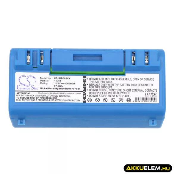 Utángyártott iRobot porszívó Ni-MH akkumulátor 14.4V 4000mAh 14904 - CameronSino