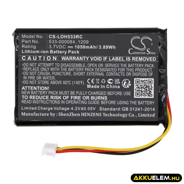 Utángyártott Logitech Távirányító Li-ion akkumulátor 3.7V 1050mAh 533-000084, 1209 - CameronSino
