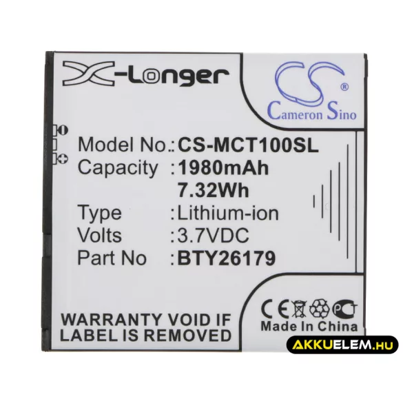 Utángyártott Mobistel mobil Li-ion akkumulátor 3.7V 1980mAh BTY26179, BTY26179MOBISTEL/STD - CameronSino