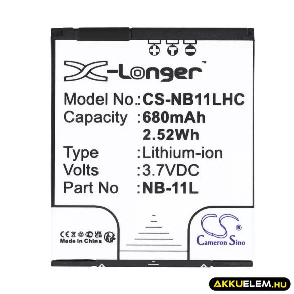 Utángyártott Canon Kamera Li-ion akkumulátor 3.7V 680mAh NB-11L, NB-11LH - CameronSino