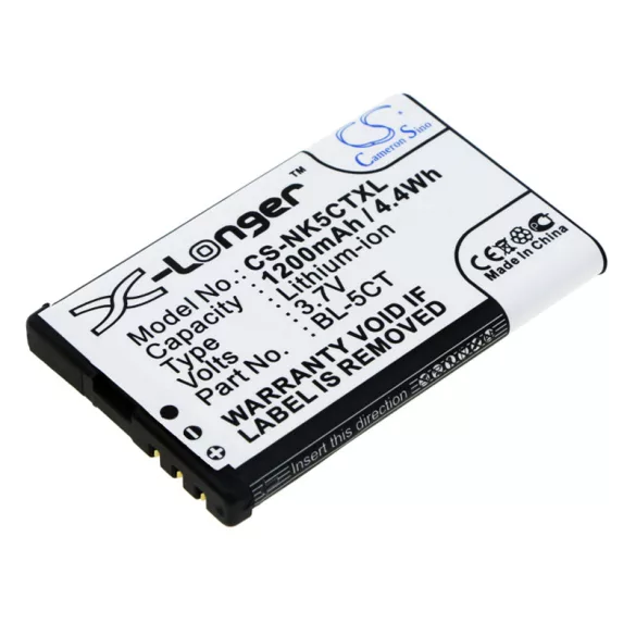Utángyártott Nokia mobil Li-ion akkumulátor 3.7V 1200mAh BL-5CT - CameronSino