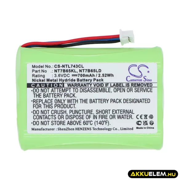 Utángyártott Polycom Vezeték nélküli telefon Ni-MH akkumulátor 3.6V 700mAh NT7B65KL, NT7B65LD - CameronSino