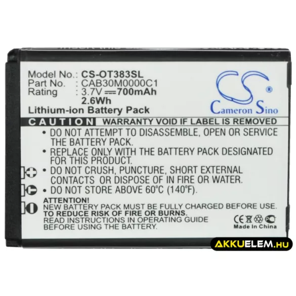 Utángyártott MTC mobil Li-ion akkumulátor 3.7V 700mAh - CameronSino