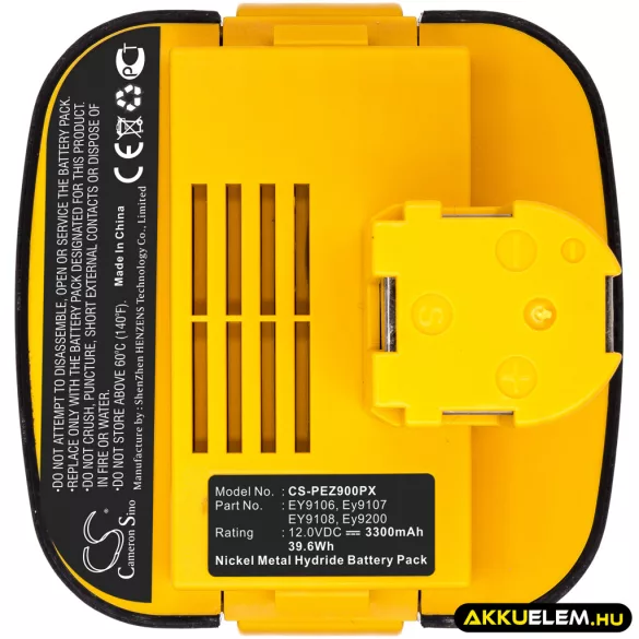 Utángyártott Panasonic szerszámgép Ni-MH akkumulátor 12V 3300mAh EY9200, EY9200B - CameronSino