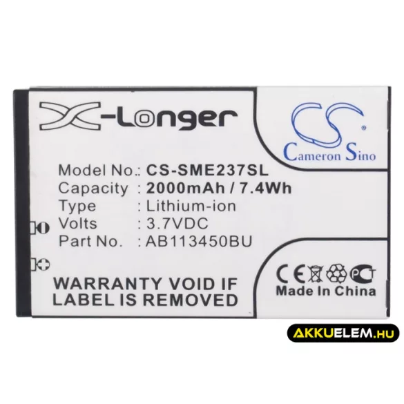 Utángyártott Samsung mobil Li-ion akkumulátor 3.7V 2000mAh AB113450BU, AB113450BUCSTD - CameronSino