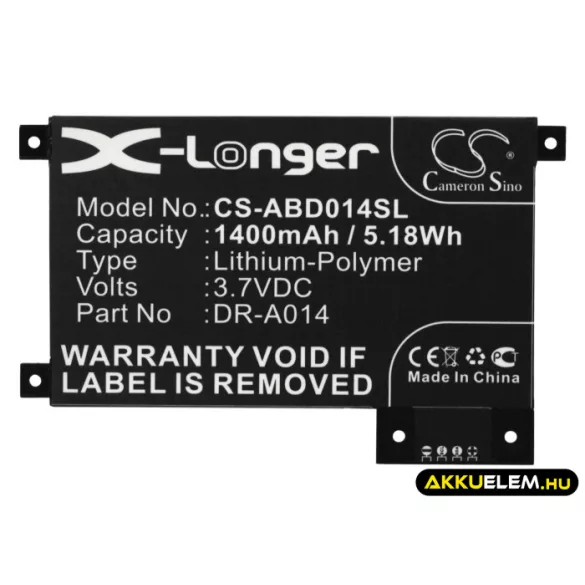 Utángyártott Amazon E-könyv Li-Polymer akkumulátor 3.7V 1400mAh DR-A014, 170-1056-00 - CameronSino