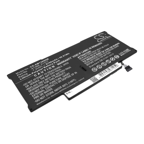 Utángyártott Apple laptop Li-Polymer akkumulátor 7.3V 6700mAh A1369, A1377 - CameronSino