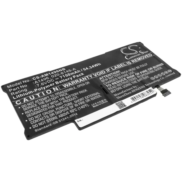 Utángyártott Apple laptop Li-Polymer akkumulátor 7.6V 7150mAh A1496, 020-8142-A - CameronSino