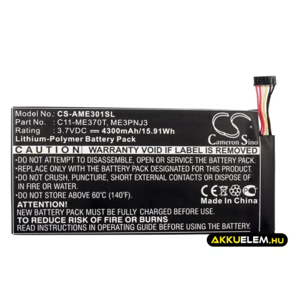 Utángyártott Google Tablet Li-Polymer akkumulátor 3.7V 4300mAh C11-ME370T, ME3PNJ3 - CameronSino