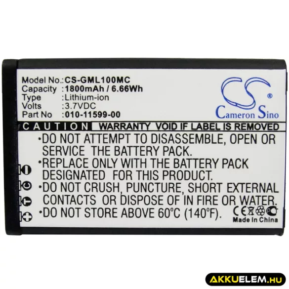 Utángyártott Garmin Kamera Li-ion akkumulátor 3.7V 1800mAh 010-11599-00, 010-11654-03 - CameronSino